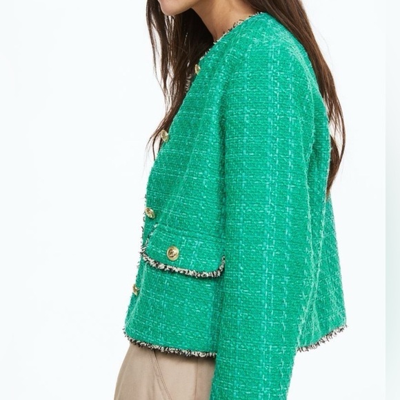 H&M Textured-weave Jacket in Green XL - Picture 5 of 13